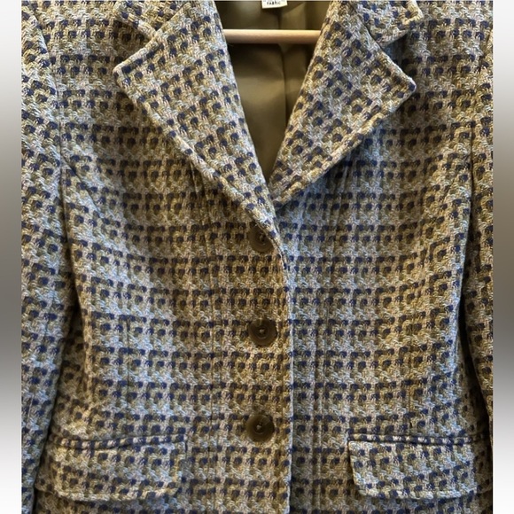 Talbots Women’s Classic Fitted Blazer Woven Wool Blend Tweed Olive Size 4 - Picture 7 of 11